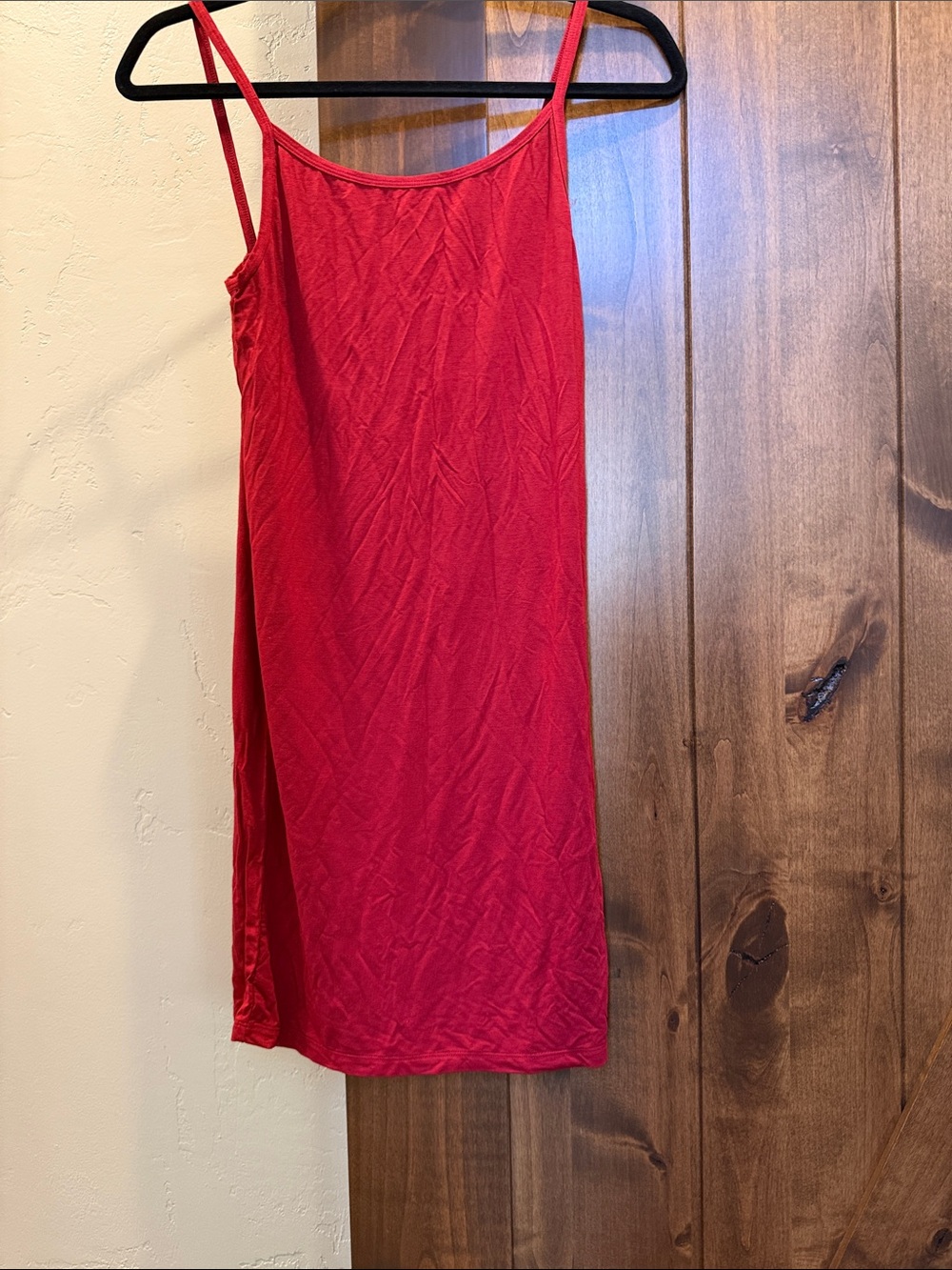 Classic Red Slip Chemise with Spaghetti Straps